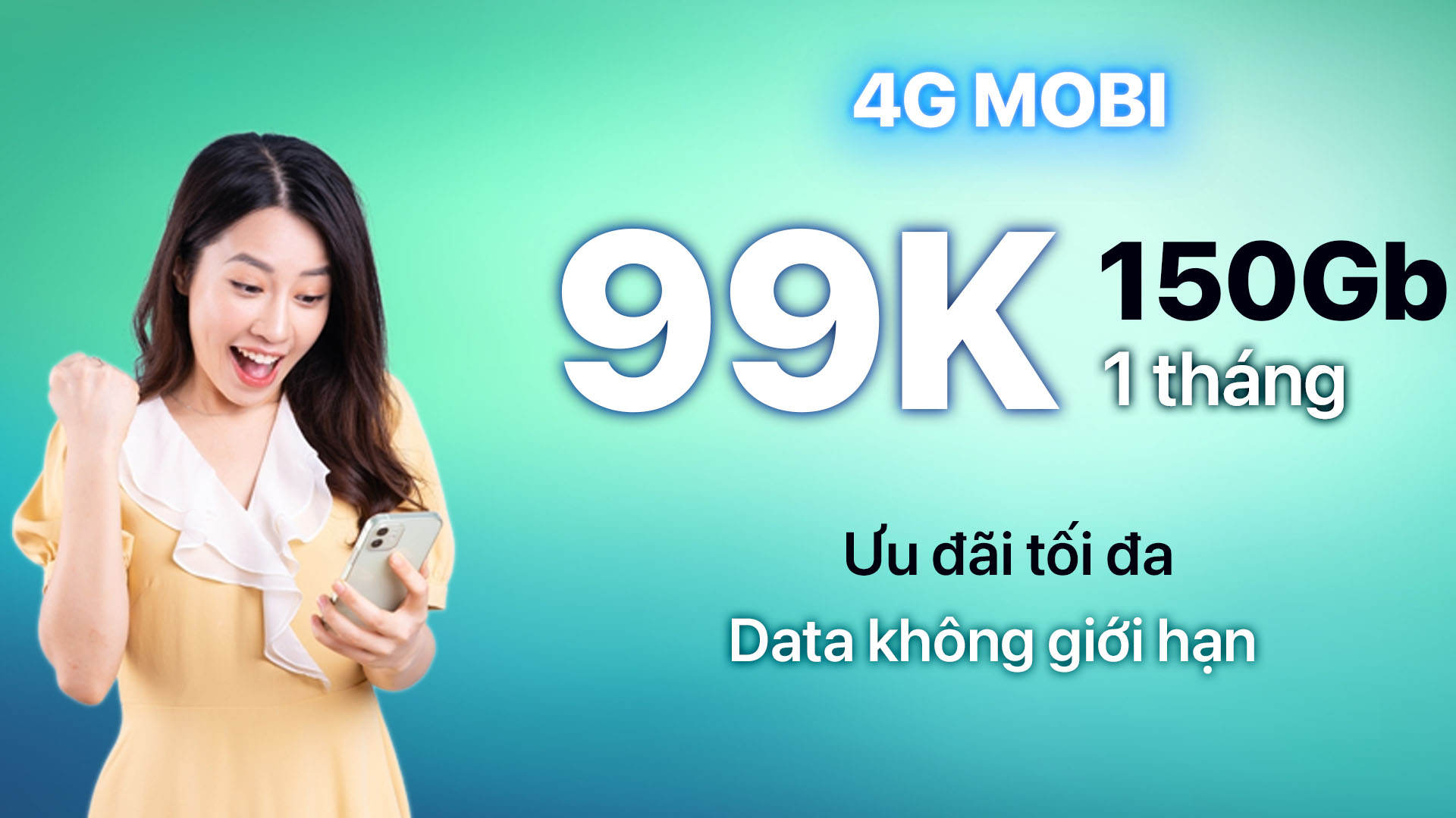 Đăng Ký 4G MobiFone 150GB 1 Tháng Gói 24G Mobi